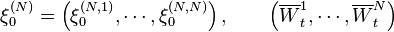 \xi^{(N)}_0= \left(\xi^{(N,1)}_0, \cdots, \xi^{(N,N)}_0\right), \qquad \left( \overline{W}_{t}^1, \cdots, \overline{W}_t^N\right)