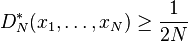 
D_N^*(x_1,\ldots,x_N)\geq\frac{1}{2N}
