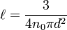 \ell = \frac{3}{4n_0\pi d^2}