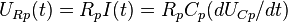 U_{Rp}(t) = R_p I(t) = R_p C_p(dU_{Cp}/dt)