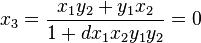 x_3 = \frac{x_1y_2+y_1x_2}{1+dx_1x_2y_1y_2} = 0