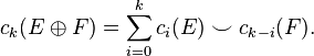 c_k(E \oplus F) = \sum_{i = 0}^k c_i(E) \smile c_{k - i}(F).