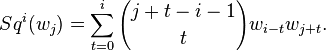 Sq^i(w_j)=\sum_{t=0}^i {j+t-i-1 \choose t} w_{i-t}w_{j+t}.