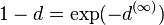 1-d = \exp (-d^{(\infty)})