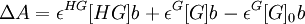 {\Delta}A=\epsilon^{HG}[HG]b+\epsilon^{G}[G]b-\epsilon^{G}[G]_0b\,