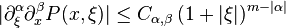  |\partial_\xi^\alpha \partial_x^\beta P(x,\xi)| \leq C_{\alpha,\beta} \, (1 + |\xi|)^{m - |\alpha|} 