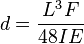 
d = \frac {L^3 F}{48 I E } 