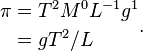 \begin{align}\pi &= T^2M^0L^{-1}g^1\\
                        &= gT^2/L\end{align}.