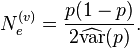 N_e^{(v)} = {p(1-p) \over 2 \widehat{\operatorname{var}}(p)}.