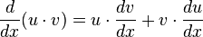 \dfrac{d}{dx}(u\cdot v)=u\cdot \dfrac{dv}{dx}+v\cdot \dfrac{du}{dx}