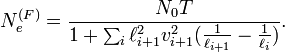 N_e^{(F)} = \frac{N_0T}{1 + \sum_i\ell_{i+1}^2v_{i+1}^2(\frac{1}{\ell_{i+1}}-\frac{1}{\ell_i})}.