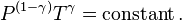  P^{(1-\gamma)} T^\gamma = \operatorname{constant}. 