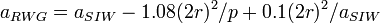 
a_{RWG}=a_{SIW}-1.08(2r)^2/p + 0.1 (2r)^2/a_{SIW}
 