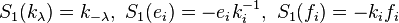 S_1(k_{\lambda}) = k_{-\lambda},\ S_1(e_i) = - e_i k_i^{-1},\ S_1(f_i) = - k_i f_i