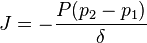 \bigg. J = -\frac{P(p_2 - p_1)}{\delta} \bigg. 