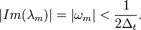  \left|Im(\lambda_m)\right| = \left|\omega_m\right| < \frac{1}{2 \Delta_t}.