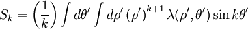 
S_{k} = \left( \frac{1}{k} \right) 
\int d\theta^{\prime}
\int d\rho^{\prime} \left(\rho^{\prime}\right)^{k+1} 
\lambda(\rho^{\prime}, \theta^{\prime}) \sin k\theta^{\prime}
