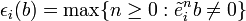 \epsilon_i(b) = \max\{ n \ge 0 : \tilde{e}_i^n b \ne 0 \}