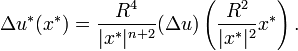 \Delta u^*(x^*)=\frac{R^{4}}{|x^*|^{n+2}}(\Delta u)\left(\frac{R^2}{|x^*|^2} x^*\right).