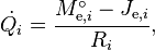 {\dot {Q_{i}}}={\frac {M_{\mathrm {e} ,i}^{\circ }-J_{\mathrm {e} ,i}}{R_{i}}},