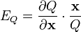  E_Q = \frac{\partial Q}{\partial \textbf{x}} \cdot \frac{\textbf{x}}{Q} 