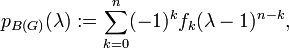 p_{B(G)}(\lambda) := \sum_{k=0}^n (-1)^k f_k (\lambda-1)^{n-k},