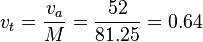 v_{t} = \frac {v_{a}}{M} = \frac {52}{81.25} = 0.64