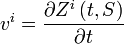 v^i =\frac{\partial Z^i \left( t ,S \right)}{\partial t }