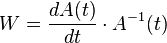 W = \frac {dA(t)} {dt} \cdot A^{-1}(t) 