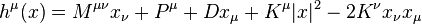 
h^{\mu}(x) = M^{\mu \nu}x_\nu + P^\mu + D x_\mu + K^{\mu} |x|^2 - 2 K^\nu x_\nu x_\mu 
