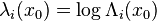  \lambda_i(x_0) = \log \Lambda_i(x_0)