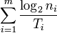 \sum_{i = 1}^{m} \frac{\log_2 {n_i} }{T_i}