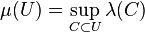 \mu(U ) = \sup_{C\subset U}\lambda (C)