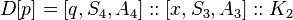  D[p] = [q, S_4, A_4]::[x, S_3, A_3]::K_2  