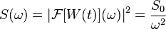  S(\omega)= \left|\mathcal{F}[W(t)](\omega)\right|^2= \frac{S_0}{\omega^2} 