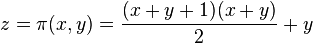  z = \pi(x, y) = \frac{(x + y + 1)(x + y)}{2} + y 