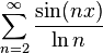 \sum_{n=2}^\infty \frac{\sin(n x)}{\ln n}