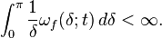 \int_0^\pi \frac{1}{\delta}\omega_f(\delta;t)\,d\delta < \infty.