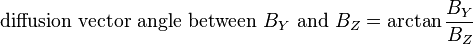  \text{diffusion vector angle between }B_Y\text{ and }B_Z = \arctan \frac{B_Y}{B_Z} 