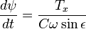 \frac{d\psi}{dt} = \frac{T_x}{C\omega\sin\epsilon}