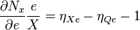   \frac{\partial N_x}{\partial e}\frac{e}{X} = \eta_{Xe} - \eta_{Qe} - 1 