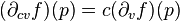  (\partial_{c v} f)(p) = c (\partial_v f)(p)