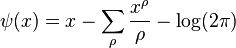 \psi(x) = x - \sum_{\rho} \frac{x^\rho}{\rho} - \log(2\pi)