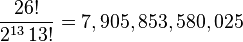 \frac{26!}{2^{13} \, 13!} = 7,905,853,580,025