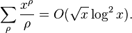 \sum_{\rho} \frac{x^{\rho}}{\rho} = O(\sqrt x \log^2 x).