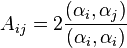 A_{ij} = 2\frac{(\alpha_i,\alpha_j)}{(\alpha_i,\alpha_i)}