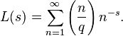 L(s) = \sum_{n=1}^\infty\left(\frac{n}{q}\right)n^{-s}. 