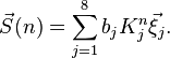 \vec{S}(n) = \sum_{j=1}^8 b_j K_j^n\vec{\xi}_j.