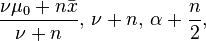 \frac{\nu\mu_0+n\bar{x}}{\nu+n} ,\, \nu+n,\, \alpha+\frac{n}{2} ,\, 