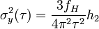 \sigma_y^2(\tau) = \frac{3 f_H}{4\pi^2\tau^2}h_2